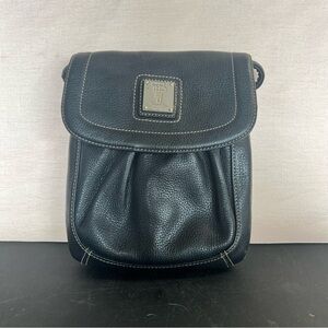 Tignanello Genuine Black Leather Small Shoulder Crossbody Bag Purse Pockets